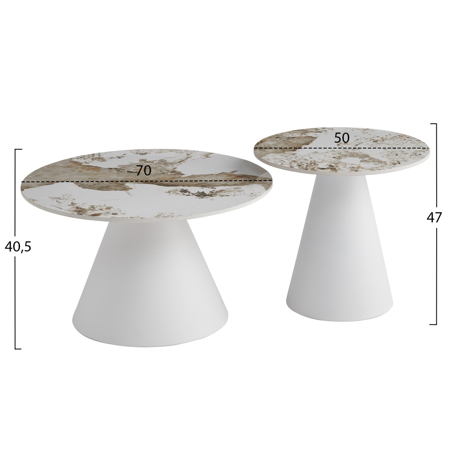 ΣΕΤ 2 ΤΡΑΠΕΖΙΑ ΣΑΛΟΝΙΟΥ FB918307.01 SINTERED STONE TOPS--ΒΑΣΕΙΣ ΛΕΥΚΕΣ Φ50 & Φ70