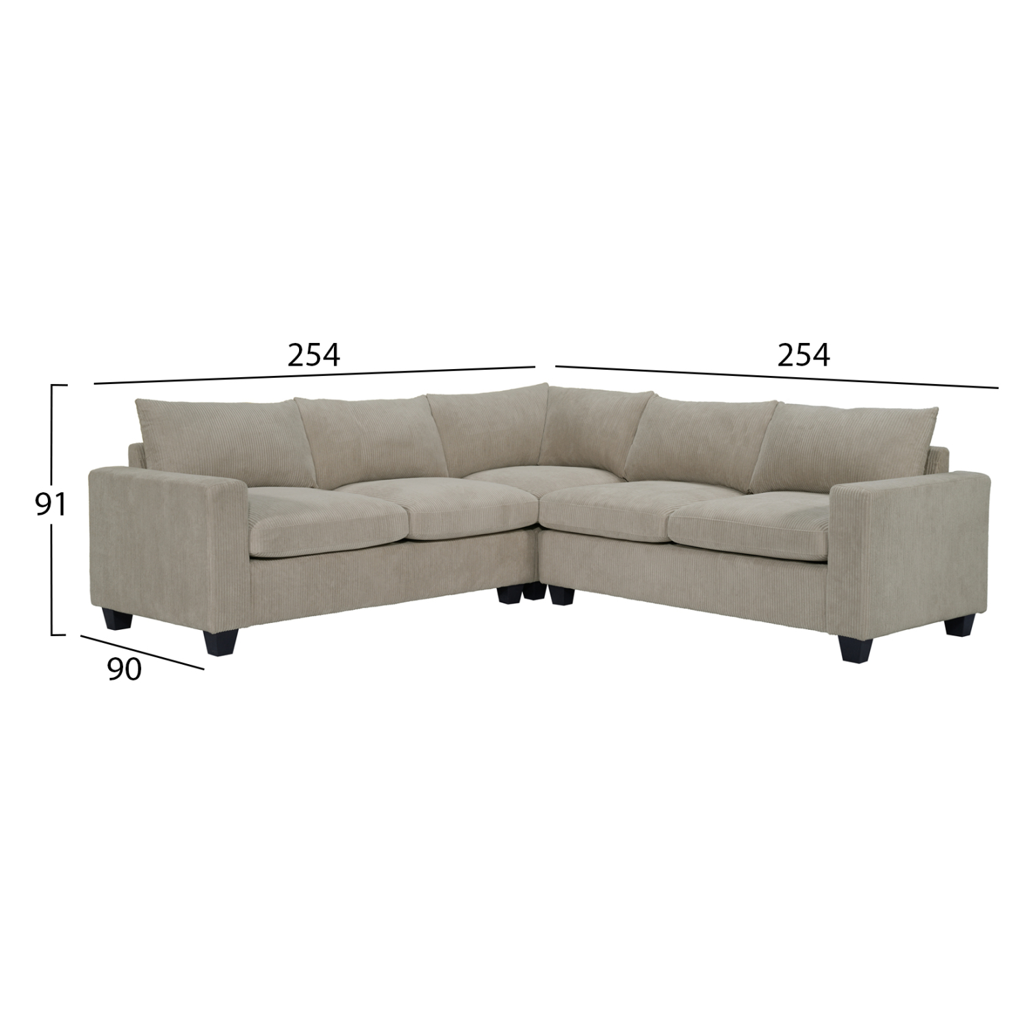 ΓΩΝΙΑΚΟΣ ΚΑΝΑΠΕΣ FB93286.03 ΜΠΕΖ ΥΦΑΣΜΑ 254x254x90(κάθισμα)x91Υεκ.