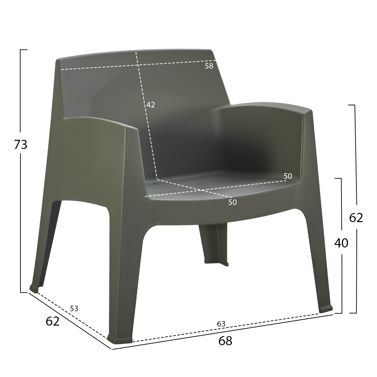 ΠΟΛΥΘΡΟΝΑ ΠΟΛΥΠΡΟΠΥΛΕΝΙΟΥ LOUNGE FB96365.05 DARK OLIVE GREEN 62x68x73Υεκ.