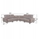 ΓΩΝΙΑΚΟΣ ΚΑΝΑΠΕΣ ΜΕ RECLINE FB93290.02 ΜΠΕΖ ΥΦΑΣΜΑ 260x260x90(κάθισμα)x94Υεκ.