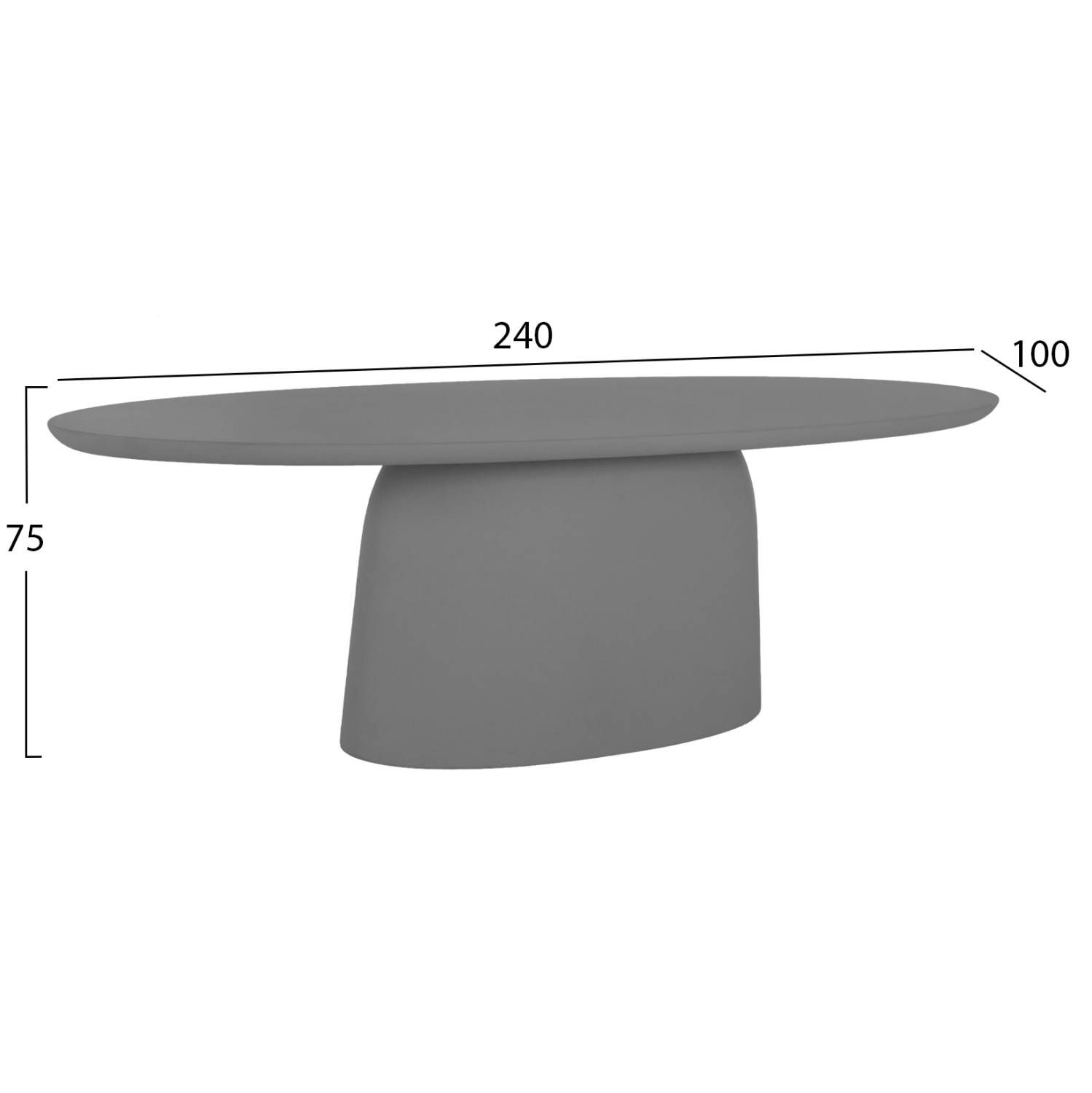 ΤΡΑΠΕΖΙ ΤΡΑΠΕΖΑΡΙΑΣ ΟΒΑΛ FB96577.01 ΓΚΡΙ FIBER CEMENT 240x100x75Υεκ.