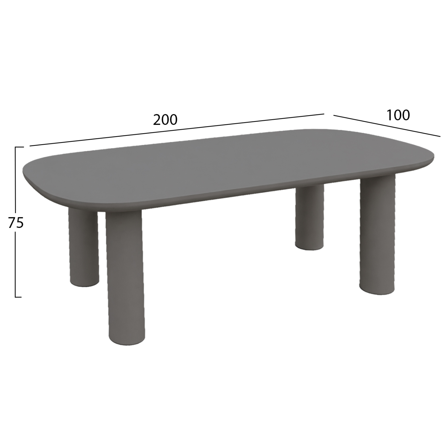 ΤΡΑΠΕΖΙ ΤΡΑΠΕΖΑΡΙΑΣ FB96597.01 ΓΚΡΙ FIBER CEMENT 200x100x75Υεκ
