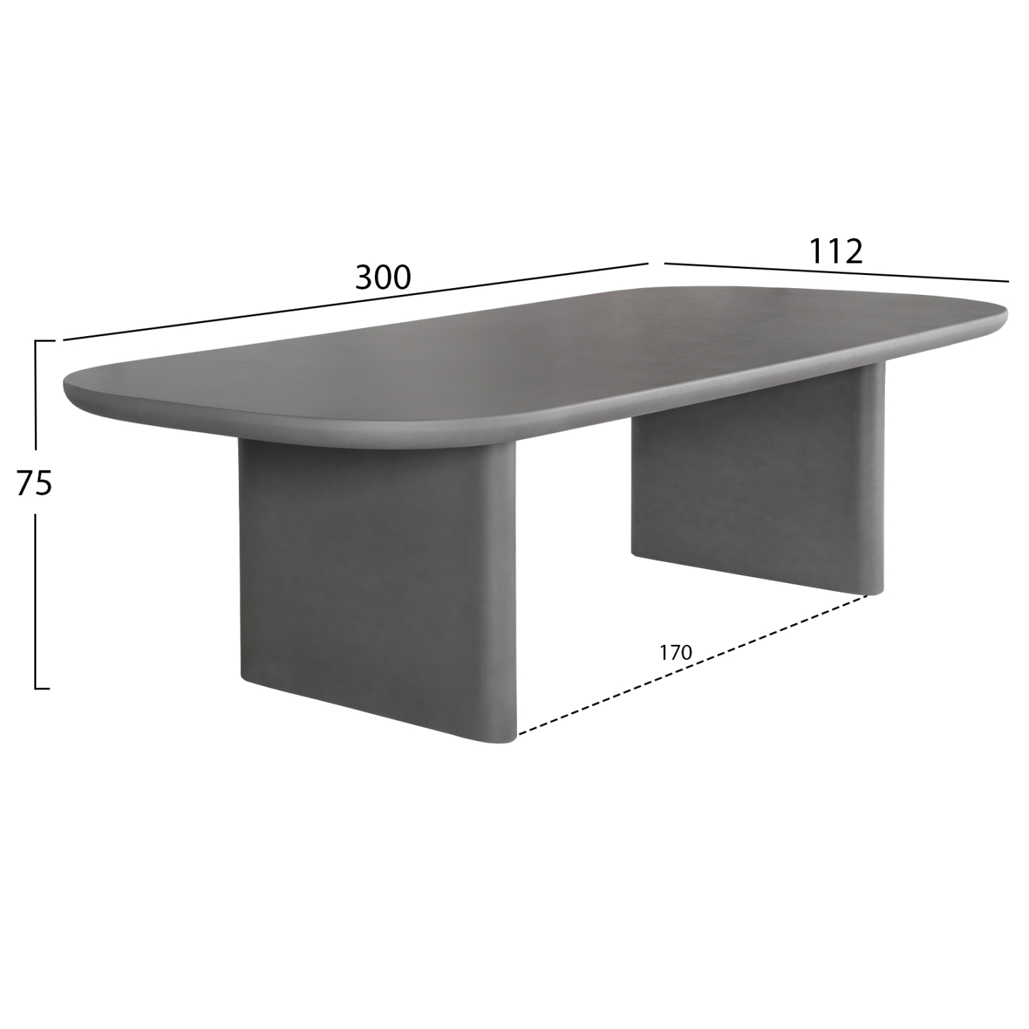 ΤΡΑΠΕΖΙ ΤΡΑΠΕΖΑΡΙΑΣ FB96601.01 ΓΚΡΙ FIBER CEMENT 300x112x75Υεκ.