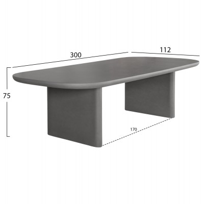 ΤΡΑΠΕΖΙ ΤΡΑΠΕΖΑΡΙΑΣ FB96601.01 ΓΚΡΙ FIBER CEMENT 300x112x75Υεκ.
