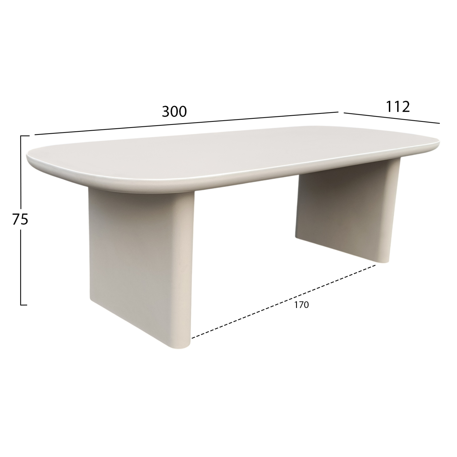 ΤΡΑΠΕΖΙ ΤΡΑΠΕΖΑΡΙΑΣ FB96601.02 ΜΠΕΖ FIBER CEMENT 300x112x75Υεκ.