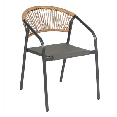 ΠΟΛΥΘΡΟΝΑ FB96430.01 ΓΚΡΙ ΜΕΤΑΛΛΟ & TEXTILENE--ΜΠΕΖ P.E.RATTAN 53x58x75Υεκ