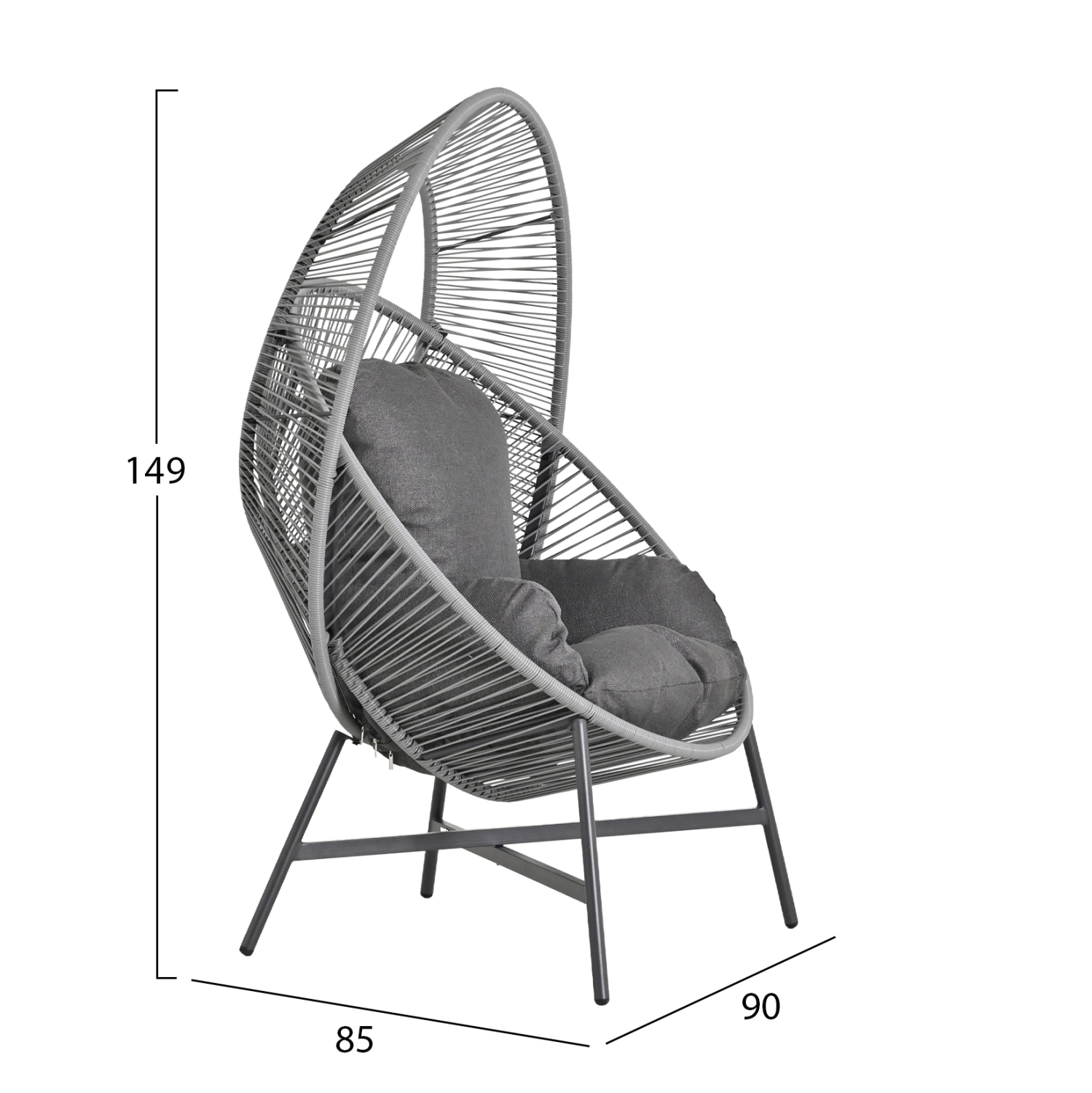 ΠΟΛΥΘΡΟΝΑ-ΦΩΛΙΑ FB96506.01 ΓΚΡΙ ΜΕΤΑΛΛΟ-P.E.RATTAN-ΜΑΞΙΛΑΡΙΑ 90x85x149Υεκ