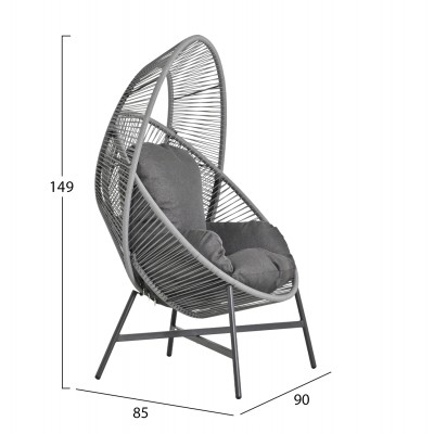 ΠΟΛΥΘΡΟΝΑ-ΦΩΛΙΑ FB96506.01 ΓΚΡΙ ΜΕΤΑΛΛΟ-P.E.RATTAN-ΜΑΞΙΛΑΡΙΑ 90x85x149Υεκ