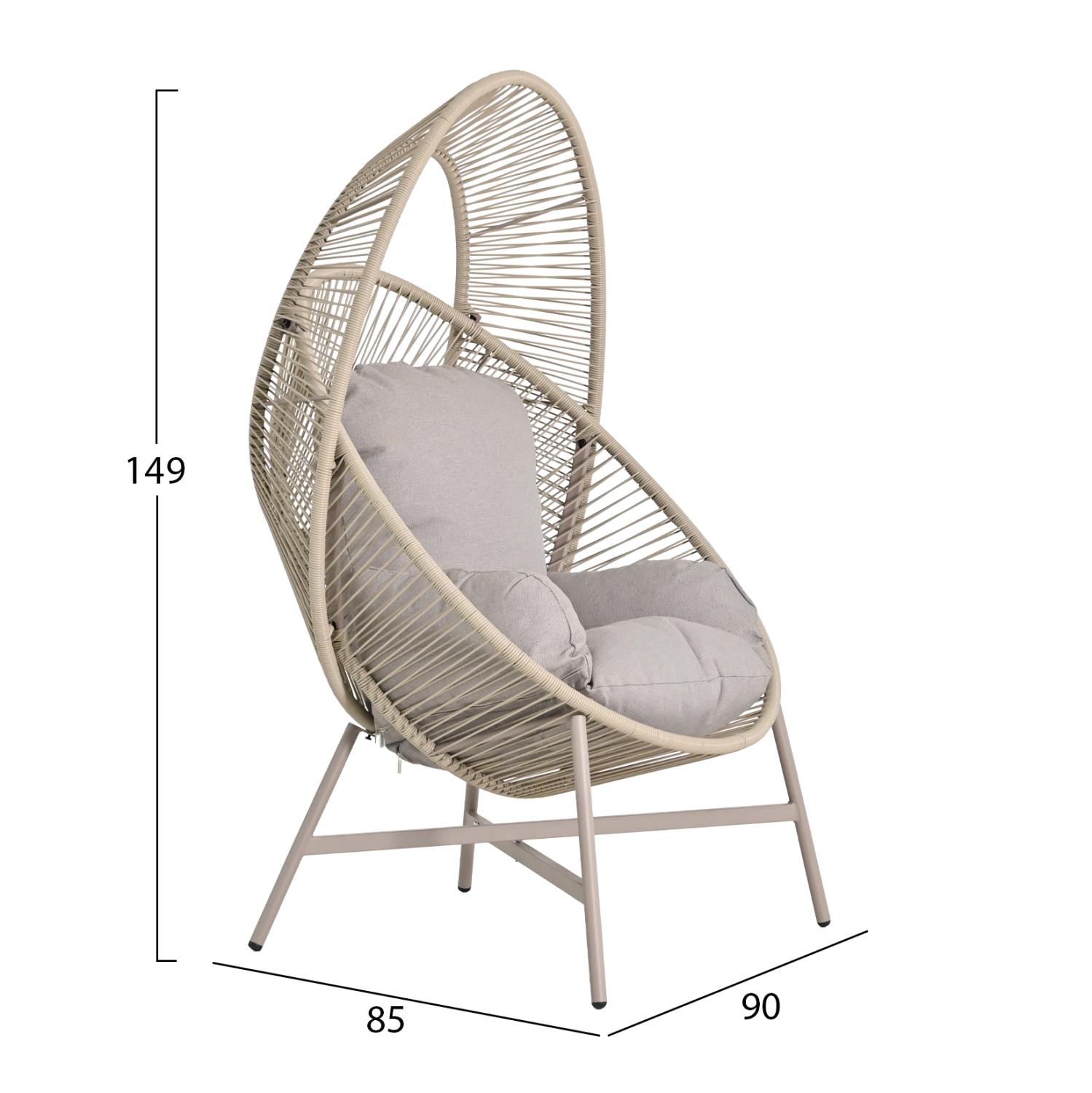ΠΟΛΥΘΡΟΝΑ-ΦΩΛΙΑ FB96506.02 ΜΟΚΑ ΜΕΤΑΛΛΟ-P.E.RATTAN--ΓΚΡΙ ΜΑΞΙΛΑΡΙΑ 90x85x149Υεκ