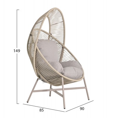 ΠΟΛΥΘΡΟΝΑ-ΦΩΛΙΑ FB96506.02 ΜΟΚΑ ΜΕΤΑΛΛΟ-P.E.RATTAN--ΓΚΡΙ ΜΑΞΙΛΑΡΙΑ 90x85x149Υεκ
