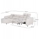 ΚΑΝΑΠΕΣ ΑΡΙΣΤΕΡΗ ΓΩΝΙΑ 3Θ ΜΕ RECLINE FB93317.02L ΜΠΕΖ ΥΦΑΣΜΑ 275x160x104Yεκ