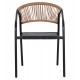 ΠΟΛΥΘΡΟΝΑ FB96430.03 ΜΑΥΡΟ ΜΕΤΑΛΛΟ & TEXTILENE--ΜΠΕΖ P.E.RATTAN 53x58x75Υεκ