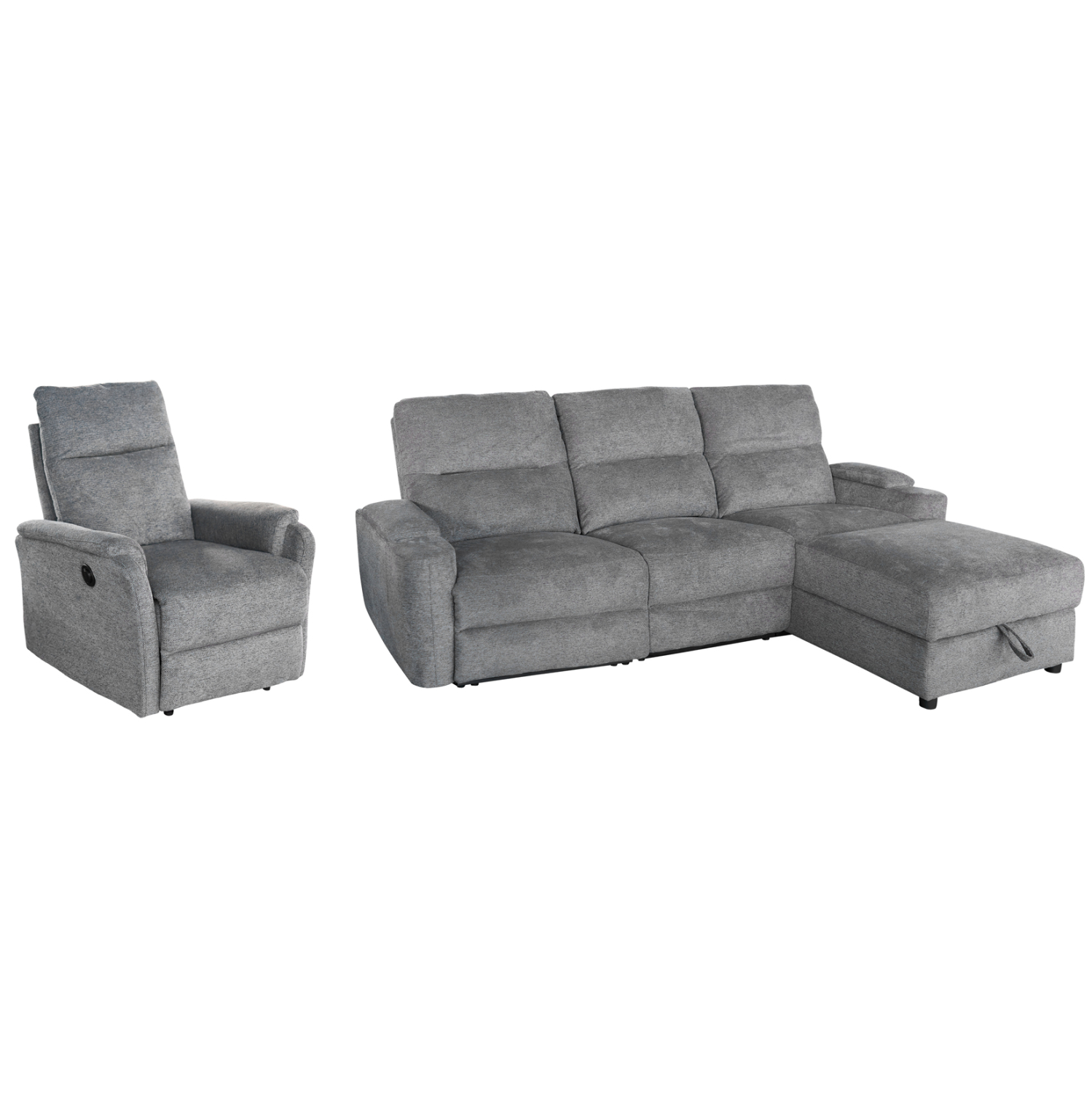 ΣΕΤ ΚΑΝΑΠΕΣ-ΠΟΛΥΘΡΟΝΑ RELAX FB910736.03 ΓΚΡΙ ΥΦΑΣΜΑ-ΗΛ.ΑΝΑΚΛΙΣΗ [R]
