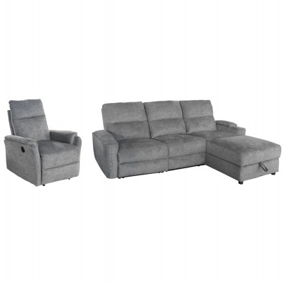 ΣΕΤ ΚΑΝΑΠΕΣ-ΠΟΛΥΘΡΟΝΑ RELAX FB910736.03 ΓΚΡΙ ΥΦΑΣΜΑ-ΗΛ.ΑΝΑΚΛΙΣΗ [R]