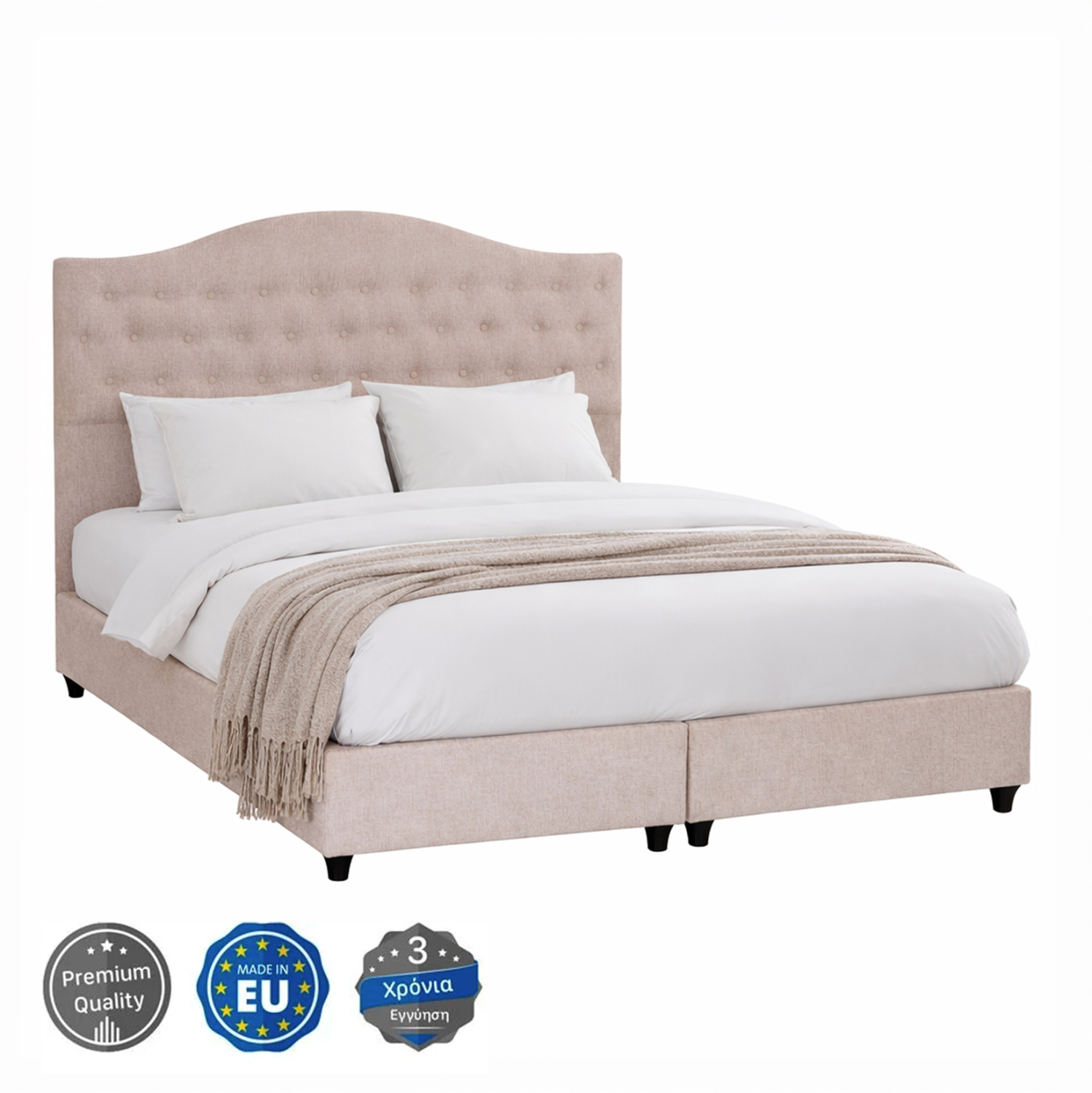 ΚΡΕΒΑΤΙ ΔΙΠΛΟ FB9638.32 ΜΠΕΖ ΥΦΑΣΜΑ- ΓΙΑ ΣΤΡΩΜΑ 150x200εκ.