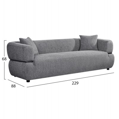 ΚΑΝΑΠΕΣ 3-ΘΕΣΙΟΣ FB93327.01 ΓΚΡΙ ΥΦΑΣΜΑ 229x88x88Υεκ.