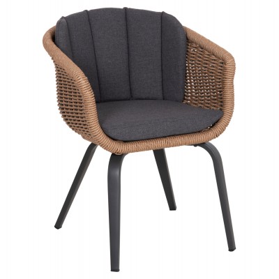 ΠΟΛΥΘΡΟΝΑ FB96559.01 ΑΛΟΥΜΙΝΙΟ & OLEFIN ΓΚΡΙ-TWIST WICKER 60x62x76Yεκ