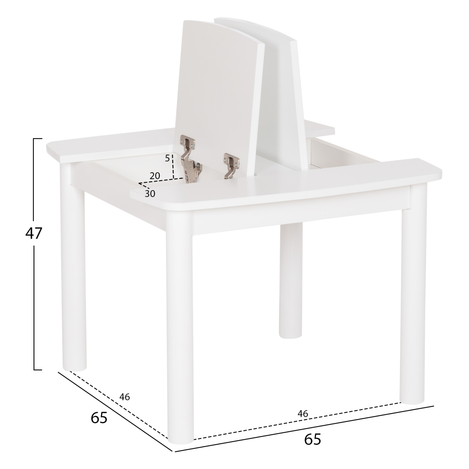 ΤΡΑΠΕΖΑΚΙ ΠΑΙΔΙΚΟ ΜΕ ΑΠΟΘ.ΧΩΡΟΥΣ FB918339.03 MDF & ΣΥΜΗΔΑ ΣΕ ΛΕΥΚΟ 65x65x47Υεκ