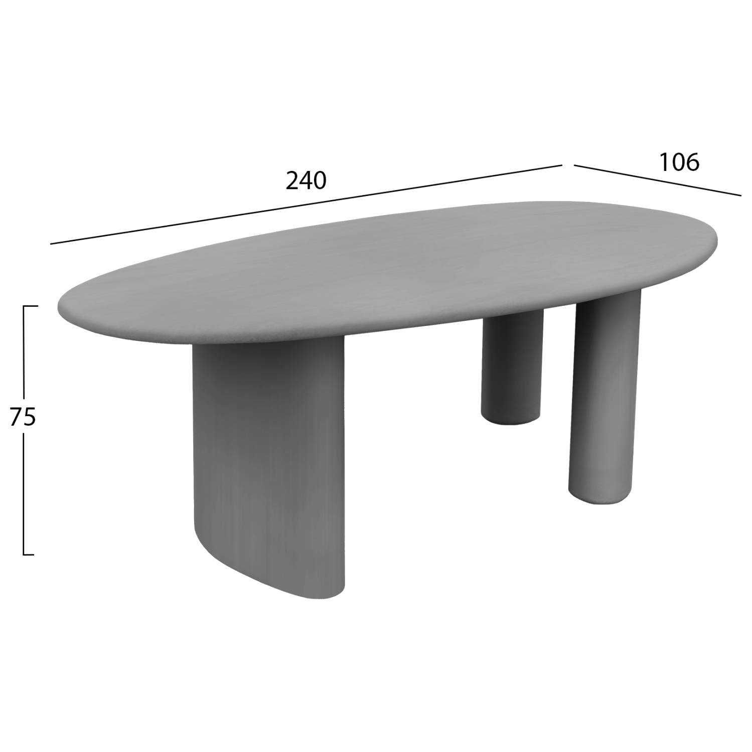 ΤΡΑΠΕΖΙ ΤΡΑΠΕΖΑΡΙΑΣ ΟΒΑΛ FB96599.01 ΓΚΡΙ FIBER CEMENT 240x100x75Υεκ