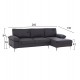 ΚΑΝΑΠΕΣ ΔΕΞΙΑ ΓΩΝΙΑ FB93340.01R ΓΚΡΙ ΥΦΑΣΜΑ--ΜΕΤΑΛΛΙΚΑ ΠΟΔΙΑ 260x130x84Υεκ