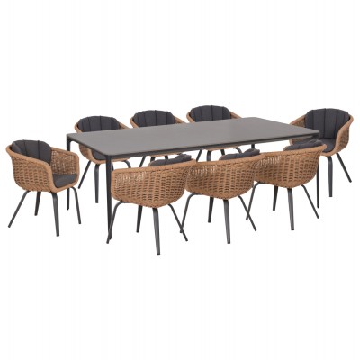 ΣΕΤ ΤΡΑΠΕΖΑΡΙΑΣ 9ΤΜΧ FB910864.01 ΓΚΡΙ ΑΛΟΥΜ.-SINTERED STONE-OLEFIN--WICKER