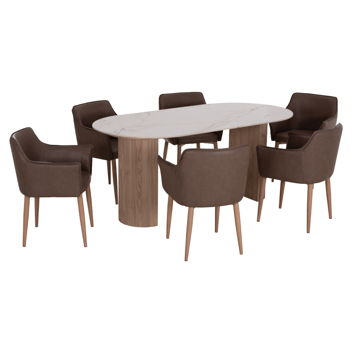 ΣΕΤ ΤΡΑΠΕΖΑΡΙΑΣ 7ΤΜΧ FB921361 ΚΕΡΑΜΙΚΟ TOP/MDF ΠΟΔΙΑ--PU ΚΑΦΕ/ΜΕΤΑΛ.ΠΟΔΙΑ