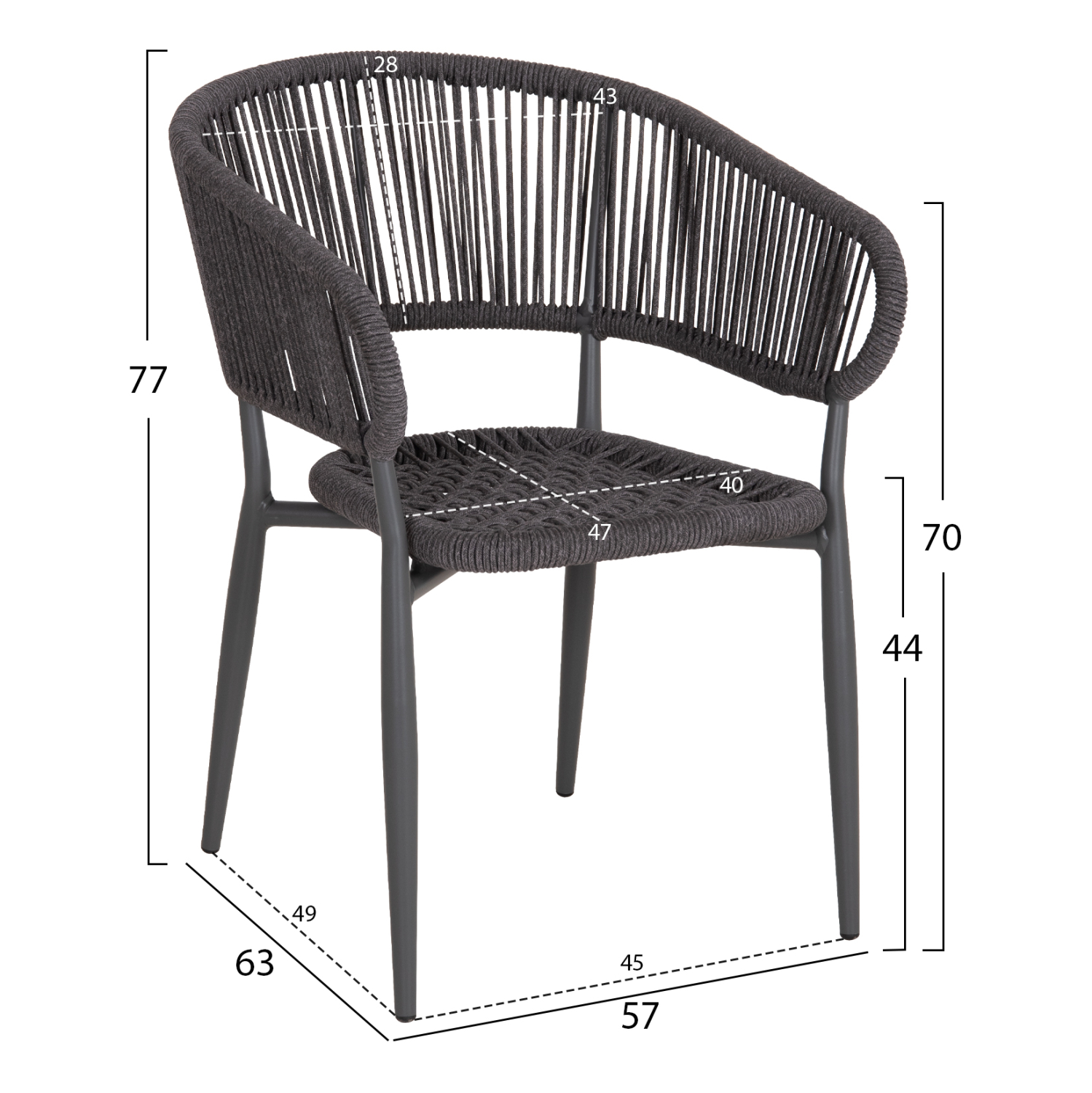 ΠΟΛΥΘΡΟΝΑ ΑΛΟΥΜΙΝΙΟΥ FB95783.21 ΓΚΡΙ-TWISTED RATTAN ΓΚΡΙ 57x63x77Υεκ.