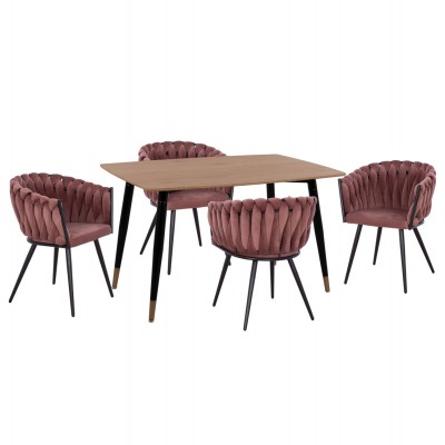 ΣΕΤ ΤΡΑΠΕΖΑΡΙΑΣ 5ΤΜΧ FB912122.01 MDF TOP ΣΕ ΦΥΣΙΚΟ--ΣΑΠΙΟ ΜΗΛΟ ΒΕΛΟΥΔΟ