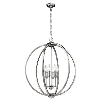 6L POLISHED CHROME AND CRYSTALS INLAY ORBITAL PENDANT Ø60cm USA