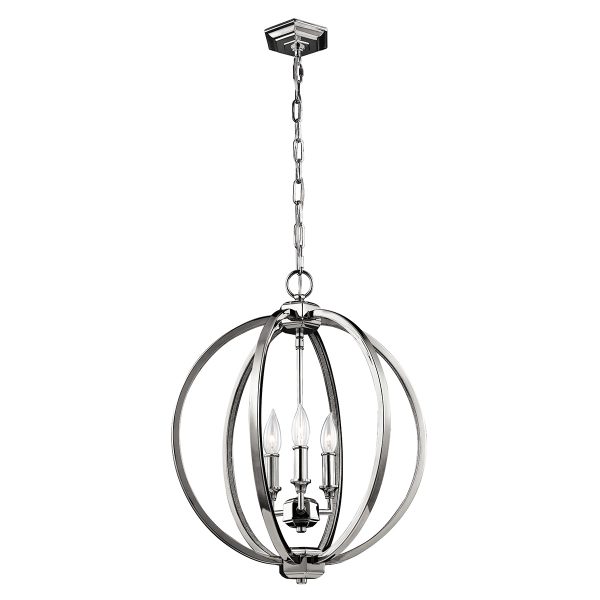 3L POLISHED CHROME AND CRYSTALS INLAY ORBITAL PENDANT Ø43cm USA
