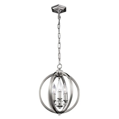 3L POLISHED CHROME AND CRYSTALS INLAY ORBITAL PENDANT Ø28,6cm USA