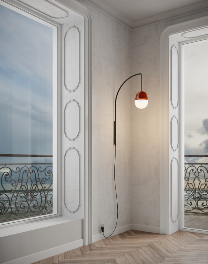 WALL FIXTURE WITH PENDANT OPAL GLASS AND COLORFUL CERAMIC HANDMADE IN ITALY