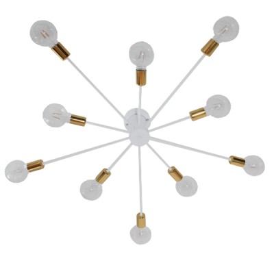 Μοντέρνο Φωτιστικό Οροφής με Ντουί 10 x E27 AC 220-240V IP20 - Λευκό & Χρυσό - Μ95 x Π95 x Υ17cm