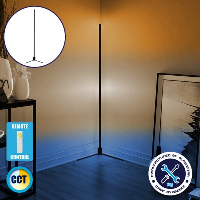 Μοντέρνο Minimal Επιδαπέδιο Μαύρο Φωτιστικό 200cm LED 32 Watt με Ασύρματο Χειριστήριο Αφής 2.4G RF & Dimmer CCT - Ψυχρό - Ημέρας - Θερμό 