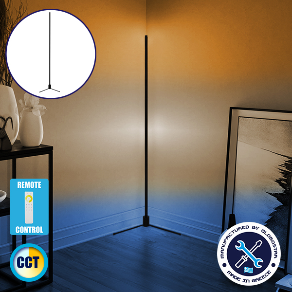 Μοντέρνο Minimal Επιδαπέδιο Μαύρο Φωτιστικό 250cm LED 40 Watt με Ασύρματο Χειριστήριο Αφής 2.4G RF & Dimmer CCT - Ψυχρό - Ημέρας - Θερμό
