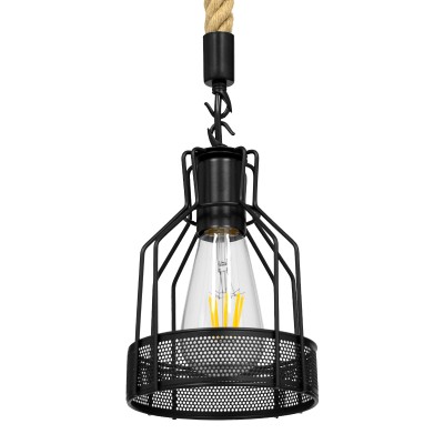 Vintage Κρεμαστό Φωτιστικό Οροφής με Ντουί 1 x E27 AC 220-240V IP20 - Μαύρο & Μπεζ - Μ15 x Π15 x Υ24cm