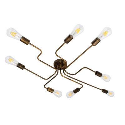 Μοντέρνο Φωτιστικό Οροφής με Ντουί 8 x E27 AC 220-240V IP20 - Μπρούτζινο - Μ102 x Π72 x Υ10.5cm
