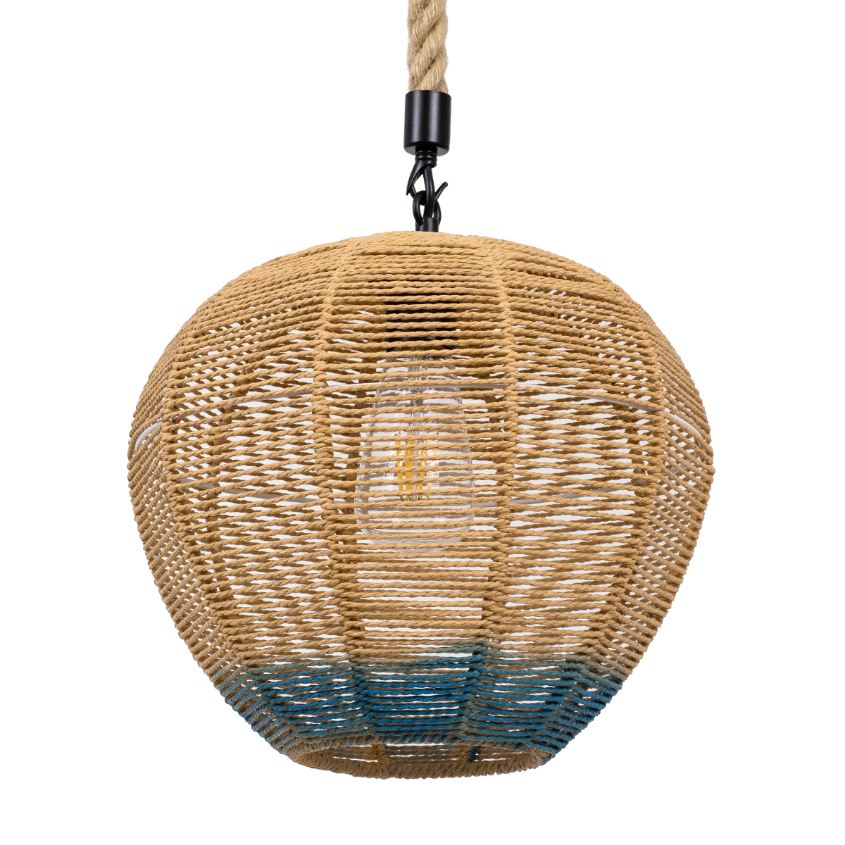 Boho Κρεμαστό Φωτιστικό Οροφής με Ντουί 1 x E27 AC 220-240V IP20 - Μπεζ & Μπλε - Μ30 x Π30 x Υ30cm