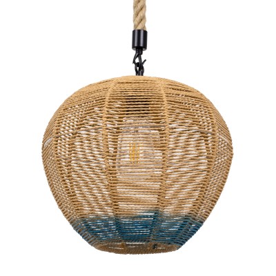 Boho Κρεμαστό Φωτιστικό Οροφής με Ντουί 1 x E27 AC 220-240V IP20 - Μπεζ & Μπλε - Μ30 x Π30 x Υ30cm