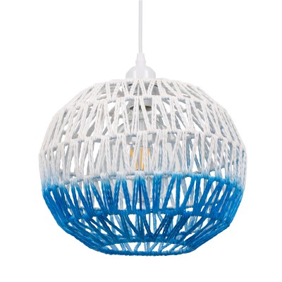 Boho Κρεμαστό Φωτιστικό Οροφής με Ντουί 1 x E27 AC 220-240V IP20 - Λευκό & Μπλε - Μ30 x Π30 x Υ30cm
