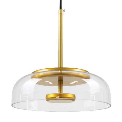 Μοντέρνο Κρεμαστό Φωτιστικό Οροφής LED 5W 500lm 180° AC 220-240V IP20 Θερμό Λευκό 2700K - Lumileds SMD Chip - Διάφανο & Χρυσό - Μ23 x Π23 x Υ23cm - 2 Χρόνια Εγγύηση