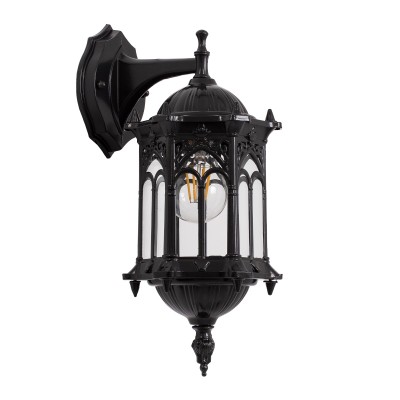 Vintage Φωτιστικό Τοίχου - Απλίκα με Ντουί 1 x E27 AC 220-240V IP20 - Μαύρο - Μ15.5 x Π15.5 x Υ34.5cm