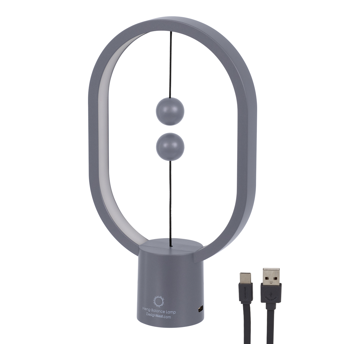 Επιτραπέζιο Φωτιστικό Πορτατίφ LED 15W 1500lm 360° DC 5V IP20 Θερμό Λευκό 2700K Γκρι & Λευκό Πλαστικό - Μ14 x Π5.5 x Υ24.8cm - 2 Xρόνια Εγγύηση