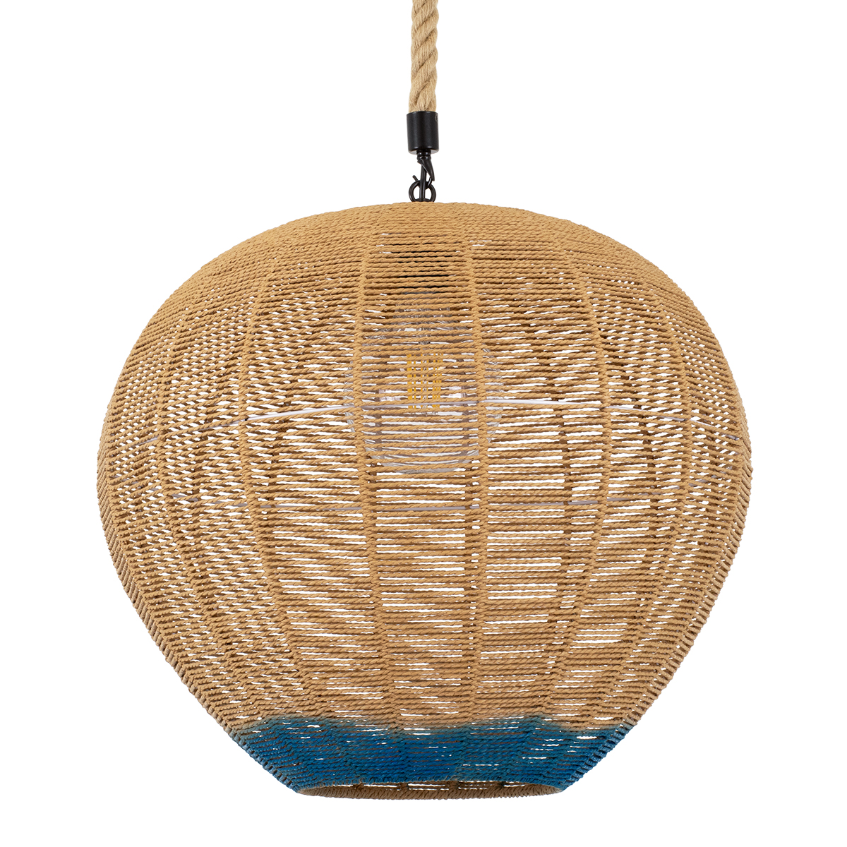 Boho Κρεμαστό Φωτιστικό Οροφής με Ντουί 1 x E27 AC 220-240V IP20 - Μπεζ & Μπλε - Μ50 x Π50 x Y47cm