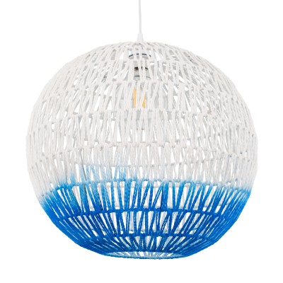 Boho Κρεμαστό Φωτιστικό Οροφής με Ντουί 1 x E27 AC 220-240V IP20 - Λευκό & Μπλε - Μ50 x Π50 x Y50cm