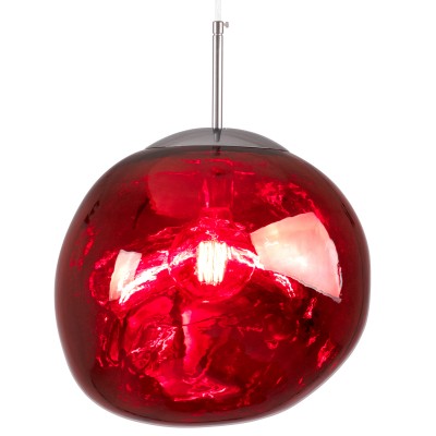 Μοντέρνο Κρεμαστό Φωτιστικό Οροφής με Ντουί 1 x E27 AC 220-240V IP20 - Κόκκινο & Ασημί - Μ36 x Π36 x Υ45cm