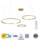 Μοντέρνο Κρεμαστό Φωτιστικό Οροφής LED 120W 14723lm 360° AC 220-240V IP20 Ρυθμιζόμενο Λευκό CCT με Χειριστήριο από 2700K έως 6000K Dimmable - Lumileds SMD Chip - Χρυσό Βούρτσας - Μ150 x Π150 x Υ60cm - 3 Χρόνια Εγγύηση