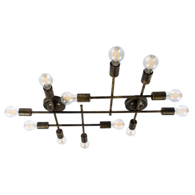 Vintage Φωτιστικό Οροφής με Ντουί 12 x E27 AC 220-240V IP20 - Μπρούτζινο - Μ78.5 x Π9.5 x Υ64cm