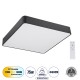 Μοντέρνο Φωτιστικό Οροφής LED 75W 8625lm 120° AC 220-240V IP20 Ρυθμιζόμενο Λευκό CCT με Χειριστήριο από 2700K έως 6000K Dimmable - Lumileds SMD Chip - Μαύρο Ματ - Μ60 x Π60 x Υ8cm - 3 Χρόνια Εγγύηση