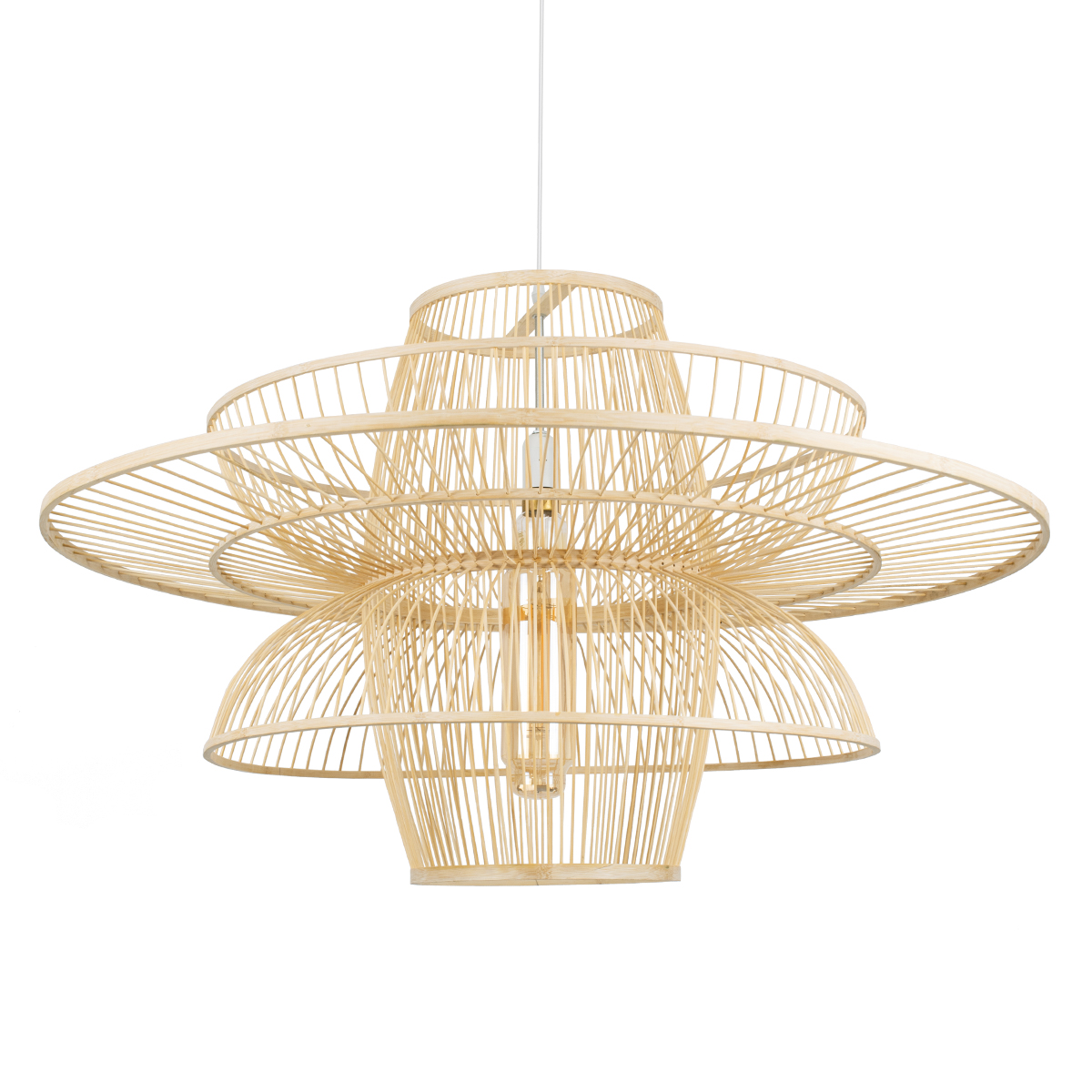 Boho Κρεμαστό Φωτιστικό Οροφής με Ντουί 1 x E27 AC 220-240V IP20 - Μπεζ - Μ100 x Π100 x Υ60cm